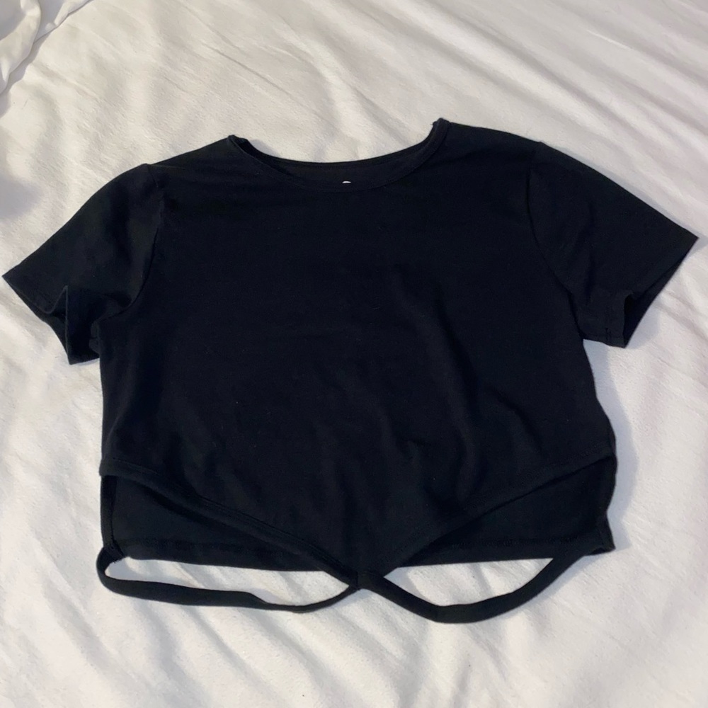 Hollister Black Cropped Baby Cut-out Tee